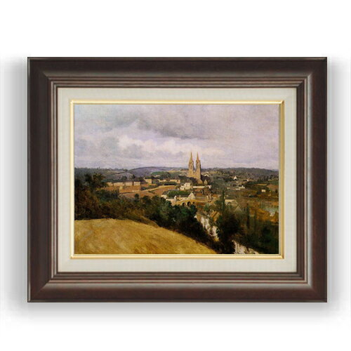 【油絵 直筆仕上げ】カミーユ・コロー サン＝ロー市街の全景 F4 【額入り】 絵画 販売 4号 油彩 風景画 461×370mm 複製画 送料無料 プレゼント ギフト 開店祝い 開業祝い 退職祝い 新築祝い リビング 玄関 モダン 壁掛け