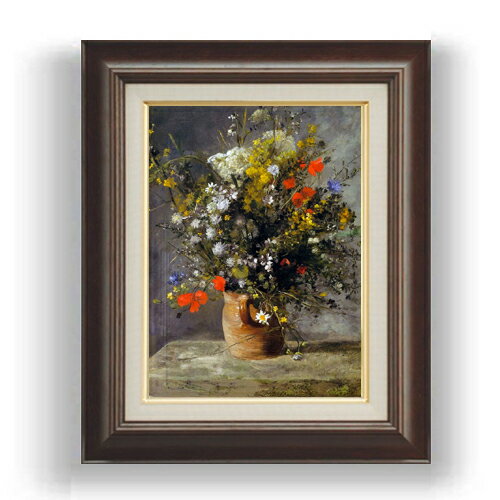 【油絵 直筆仕上げ】ルノワール Flowers in a Vase F4 【額入り】 絵画 販売 4号 油彩 風景画 461×370mm 複製画 送料無料 プレゼント ギフト 開店祝い 開業祝い 退職祝い 新築祝い リビング 玄関 モダン 壁掛け