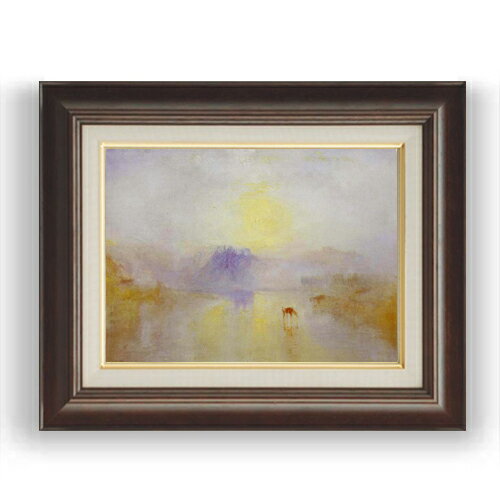 【油絵 直筆仕上げ】ターナー ノラム城、 日の出 F4 【額入り】 絵画 販売 4号 油彩 風景画 461×370mm ..