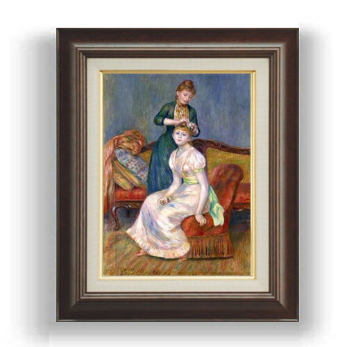Rakuten - 【油絵 直筆仕上げ】ルノワール 髪かざり F4 【額入り】 絵画 販売 4号 油彩 人物画 461×370mm 複製画 送料無料 プレゼント ギフト 開店祝い 開業祝い 退職祝い 新築祝い リビング 玄関 モダン 壁掛け