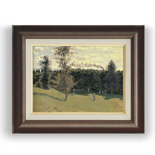 【油絵 直筆仕上げ】クロード・モネ 田園の列車 F4 【額入り】 絵画 販売 4号 油彩 風景画 461×370mm ..