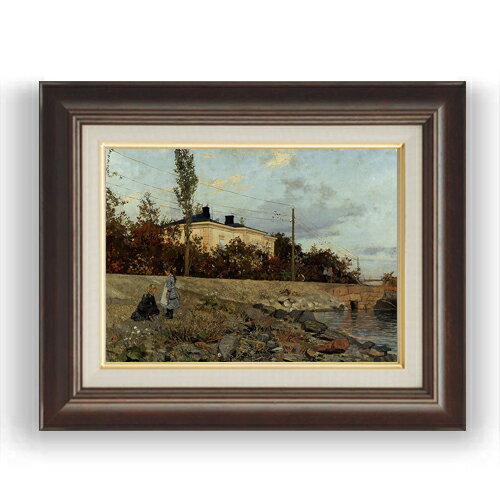 【油絵 直筆仕上げ】フリット・タヴロー フログネル湾の夜 F4 【額入り】 絵画 販売 4号 油彩 風景画 461×370mm 複製画 送料無料 プレゼント ギフト 開店祝い 開業祝い 退職祝い 新築祝い リビング 玄関 モダン 壁掛け