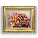 【油絵 直筆仕上げ】ルノワール バスケットの花々 F4 【額入り】 絵画 販売 4号 油彩 風景画 477×387mm 複製画 送料無料 プレゼント ギフト 開店祝い 開業祝い 退職祝い 新築祝い リビング 玄関 モダン 壁掛け