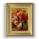【油絵 直筆仕上げ】ルノワール バラのある静物 F4 【額入り】 絵画 販売 4号 油彩 風景画 477×387mm 複製画 送料無料 プレゼント ギフト 開店...
