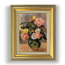 【油絵 直筆仕上げ】ルノワール ローズと花瓶 F4 【額入り】 絵画 販売 4号 油彩 風景画 477×387mm 複製画 送料無料 プレゼント ギフト 開店祝...