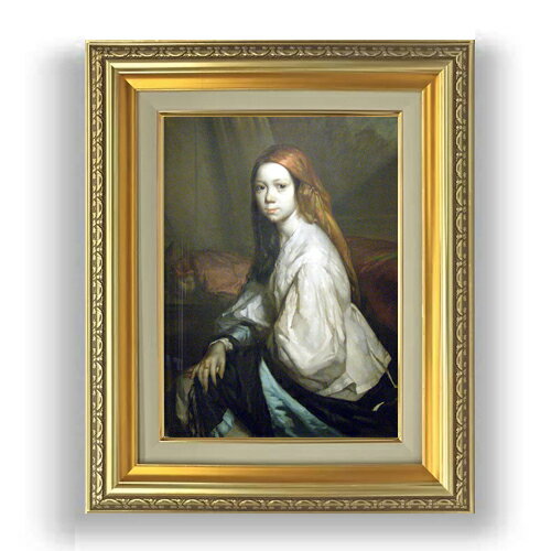 【油絵 直筆仕上げ】ミレー 部屋着姿のポーリーヌ・オノの肖像 F4 【額入り】 絵画 販売 4号 油彩 人物画 477×387mm 複製画 送料無料 プレゼント ギフト 開店祝い 開業祝い 退職祝い 新築祝い リビング 玄関 モダン 壁掛け