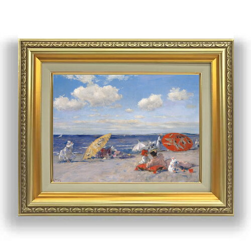 【油絵 直筆仕上げ】チェイス At the Seaside F4 【額入り】 絵画 販売 4号 油彩 人物画 477×387mm 複製画 送料無料 プレゼント ギフト 開店祝い 開業祝い 退職祝い 新築祝い リビング 玄関 モダン 壁掛け