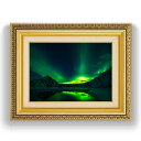 北極のオーロラ、ノーザンライツ F4サイズ 額入り  油彩 風景画 オリジナルインテリア絵画 風水画 477×387mm 複製画 送料無料