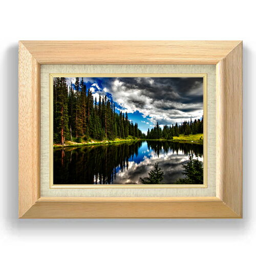 【油絵 直筆仕上げ】アイリーン湖-水の反射- F4サイズ 額入り 【キャンバス・額縁】 油彩 風景画 オリ..