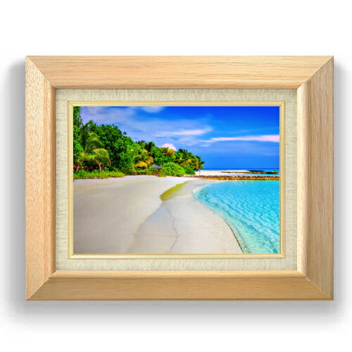 【油絵 直筆仕上げ】海岸の楽園 F4サイズ 額入り 【キャンバス・額縁】 油彩 風景画 オリジナルインテ..