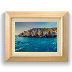 【油絵 直筆仕上げ】青の洞窟、ザキントス島 F4サイズ 額入り 【キャンバス・額縁】 油彩 風景画 オリジナルインテリア絵画 風水画 479×389mm 複製画 送料無料 プレゼント ギフト 開店祝い 開業祝い 退職祝い 新築祝い リビング 玄関 モダン アートフレーム 壁掛け