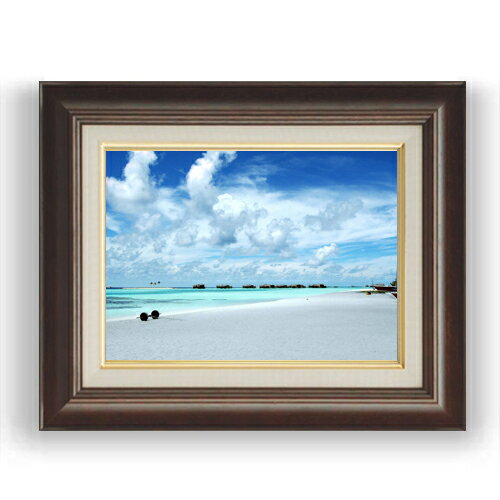 【油絵 直筆仕上げ】砂浜のミストラル F4サイズ 額入り 油彩 風景画 オリジナルインテリア絵画 風水画 461×370mm 複製画 送料無料 プレゼント ギフ...