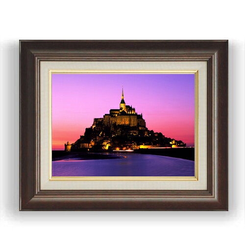 Rakuten - 油絵 絵画 直筆仕様げ モンサンミッシェル-静謐な光- F4サイズ 額入り 油彩 風景画 オリジナルインテリア絵画 風水画 461×370mm 複製画 送料無料 プレゼント ギフト 開店祝い 開業祝い 退職祝い 新築祝い リビング 玄関 モダン アートフレーム 壁掛け