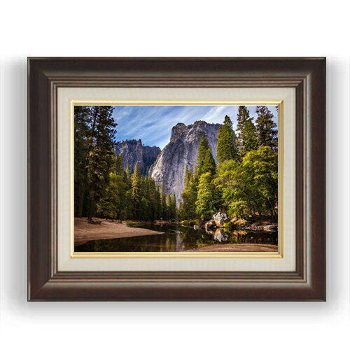 【油絵 直筆仕上げ】ヨセミテ国立公園 F4サイズ 額入り 油彩 風景画 オリジナルインテリア絵画 風水画 461×370mm 複製画 送料無料 プレゼント ギフト 開店祝い 開業祝い 退職祝い 新築祝い リビング 玄関 モダン アートフレーム 壁掛け