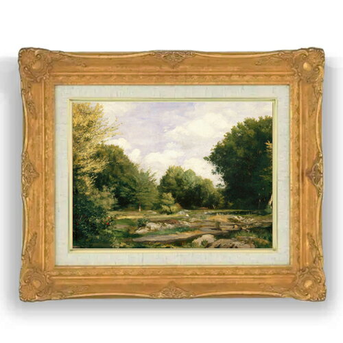 Rakuten - 【油絵 直筆仕上げ】ルノワール A Clearing in the Woods F4 【アップグレード額縁】 絵画 販売 4号 油彩 風景画 467×377mm 複製画 送料無料 プレゼント ギフト 開店祝い 開業祝い 退職祝い 新築祝い リビング 壁掛け