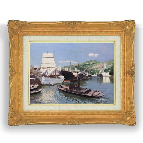 【油絵 直筆仕上げ】アバデス Port of Bilbao F4 【アップグレード額縁】 絵画 販...