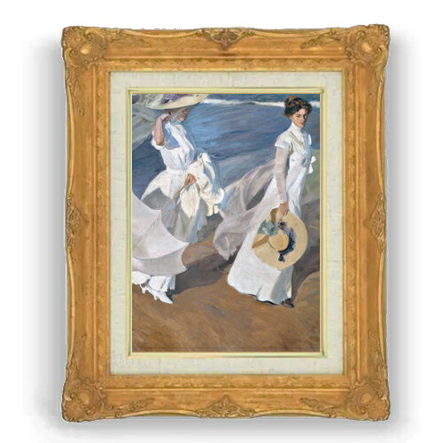 ソローリャ Strolling along the Seashore F4  絵画 販売 4号 油彩 人物画 467×377mm 複製画 送料無料 プレゼント ギフト 開店祝い 開業祝い 退職祝い 新築祝い リビング 壁掛け