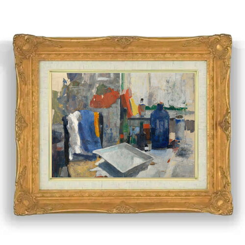 Rakuten - 【油絵 直筆仕上げ】ウーターズ エッチングテーブル F4 【アップグレード額縁】 絵画 販売 4号 油彩 抽象画 467×377mm 複製画 送料無料
