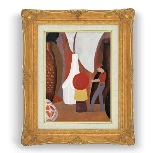 【油絵 直筆仕上げ】トール 機械人間の静物画 F4 【アップグレード額縁】 絵画 販売 4号 油彩 抽象画 467×377mm 複製画 送料無料