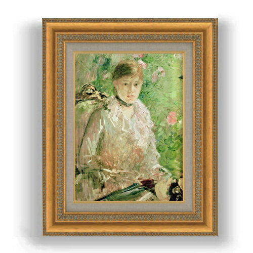 【油絵 直筆仕上げ】ベルト・モリゾ 窓の若い女性 F4 【額入り】 絵画 販売 4号 油彩 人物画 481×391mm 複製画 送料無料 プレゼント ギ..