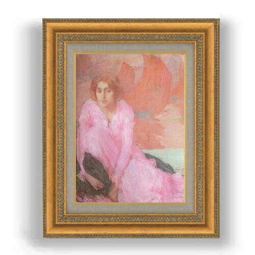 【油絵 直筆仕上げ】アマン・ジャン ピンクのドレス F4 【額入り】 絵画 販売 4号 油彩 人物画 481×391..
