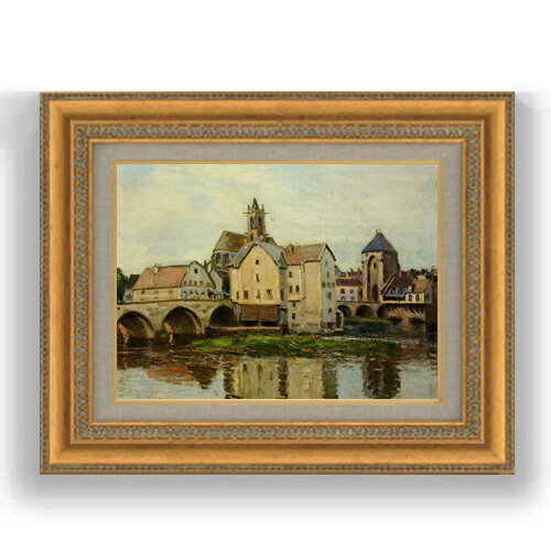 Rakuten - 【油絵 直筆仕上げ】シスレー Moret-sur-Loing, Morning F4 【額入り】 絵画 販売 4号 油彩 風景画 485×395mm 複製画 送料無料 プレゼント ギフト 開店祝い 開業祝い 退職祝い 新築祝い リビング 玄関 モダン 壁掛け
