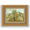 【油絵 直筆仕上げ】ピサロ ポントワーズの花咲く菜園、春 F4 【額入り】 絵画 販売 4号 油彩 風景画 481×391mm 複製画 送料無料 プレゼント ギ...