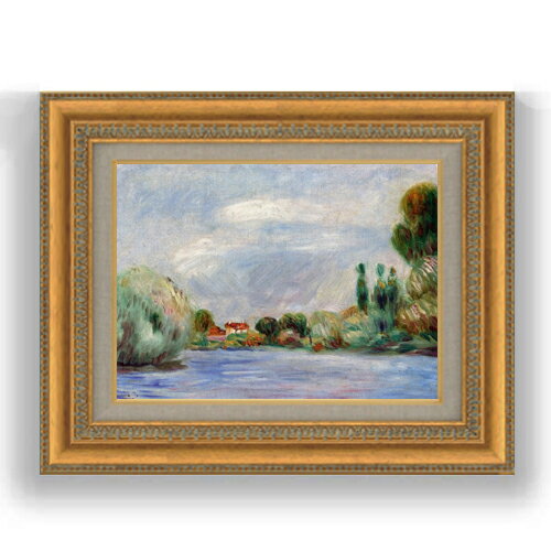Rakuten - 【油絵 直筆仕上げ】ルノワール House on the River F4 【額入り】 絵画 販売 4号 油彩 風景画 481×391mm 複製画 送料無料 プレゼント ギフト 開店祝い 開業祝い 退職祝い 新築祝い リビング 玄関 モダン 壁掛け