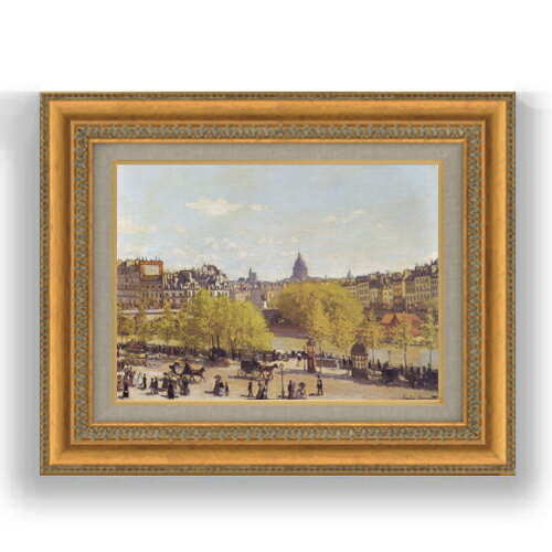 【油絵 直筆仕上げ】クロード・モネ ルーヴル河岸 F4 【額入り】 絵画 販売 4号 油彩 風景画 481×391mm..
