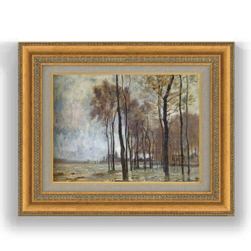 【油絵 直筆仕上げ】クロード・モネ アルジャントゥイユの洪水 F4 【額入り】 絵画 販売 4号 油彩 風景..