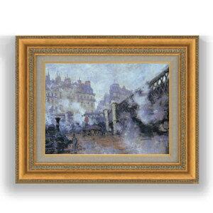 【油絵 直筆仕上げ】クロード・モネ ヨーロッパ橋、サン=ラザール駅 F4 【額入り】 絵画 販売 4号 油彩 風景画 481×391mm 複製画 送料無料 プレゼント ギフト 開店祝い 開業祝い 退職祝い 新築祝い リビング 玄関 モダン 壁掛け