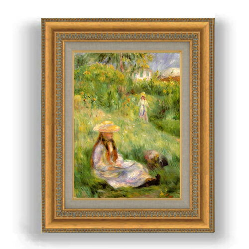Rakuten - 【油絵 直筆仕上げ】ルノワール メジーの庭の若い女 F4 【額入り】 絵画 販売 4号 油彩 人物画 481×391mm 複製画 送料無料 プレゼント ギフト 開店祝い 開業祝い 退職祝い 新築祝い リビング 玄関 モダン 壁掛け