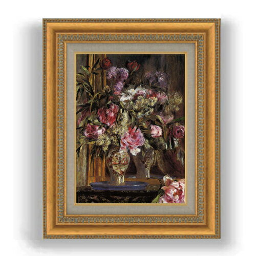 【油絵 直筆仕上げ】ルノワール 花瓶の花(2) F4 【額入り】 絵画 販売 4号 油彩 風景画 481×391mm 複製..