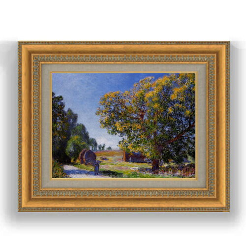 樂天商城 - 【油絵 直筆仕上げ】シスレー 森林、まわりの風景 F4 【額入り】 絵画 販売 4号 油彩 風景画 481×391mm 複製画 送料無料 プレゼント ギフト 開店祝い 開業祝い 退職祝い 新築祝い リビング 玄関 モダン 壁掛け