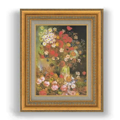 【油絵 直筆仕上げ】ゴッホ 草原の草とバラのある静物 F4 【額入り】 絵画 販売 4号 油彩 風景画 481×391mm 複製画 送料無料 プレゼント ギフト...