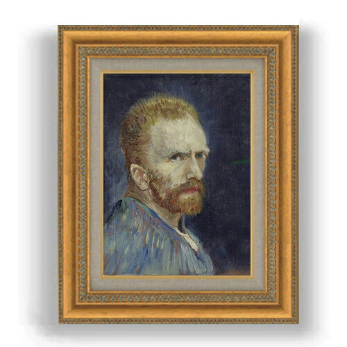 【油絵 直筆仕上げ】ゴッホ 自画像 F4 【額入り】 絵画 販売 4号 油彩 人物画 481×391mm 複製画 送料無料 プレゼント ギフト 開店祝い ..