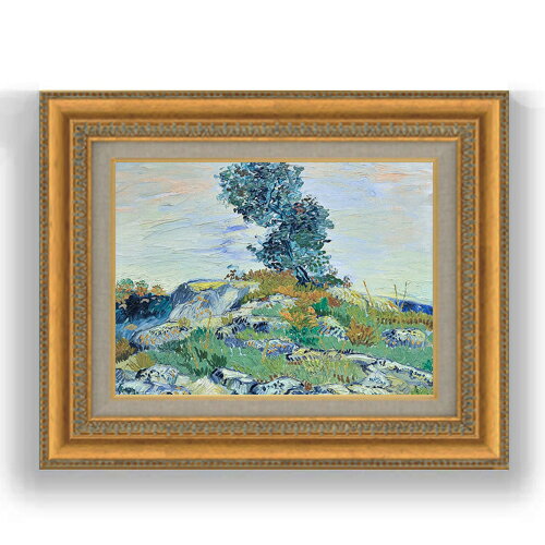【油絵 直筆仕上げ】ゴッホ 岩とオークの木 F4 【額入り】 絵画 販売 4号 油彩 風...