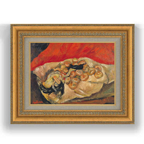 【油絵 直筆仕上げ】ハイム・スーチン 鳥のいる静物 F4 【額入り】 絵画 販売 4号 油彩 静物画 481×391..