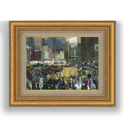 【油絵 直筆仕上げ】ジョージ・ベローズ New York F4 【額入り】 絵画 販売 4号 油彩 人物画 481×391mm..