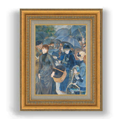 【油絵 直筆仕上げ】ルノワール 雨傘 F4 【額入り】 絵画 販売 4号 油彩 人物画 481×391mm 複製画 送料..