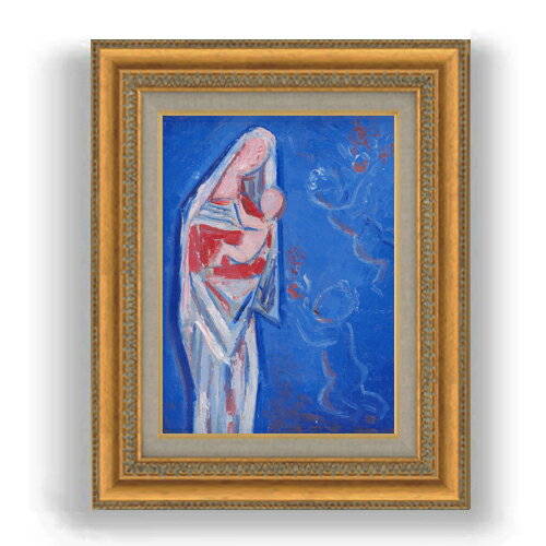 【油絵 直筆仕上げ】ガランダ 天使と立つ聖母 F4 【額入り】 絵画 販売 4号 油彩 抽象画 481×391mm 複..