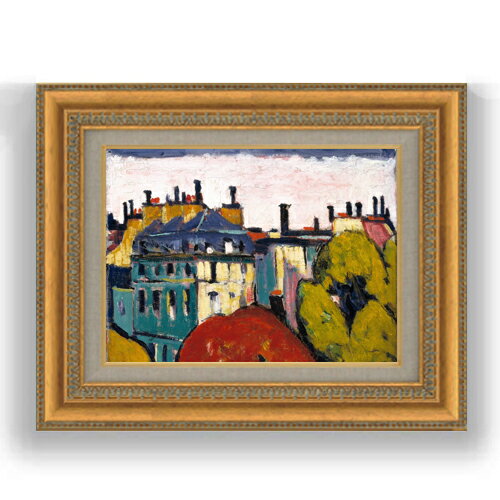 【油絵 直筆仕上げ】サイエン 抽象、パリ F4 【額入り】 絵画 販売 4号 油彩 抽象画 481×391mm 複製画 ..