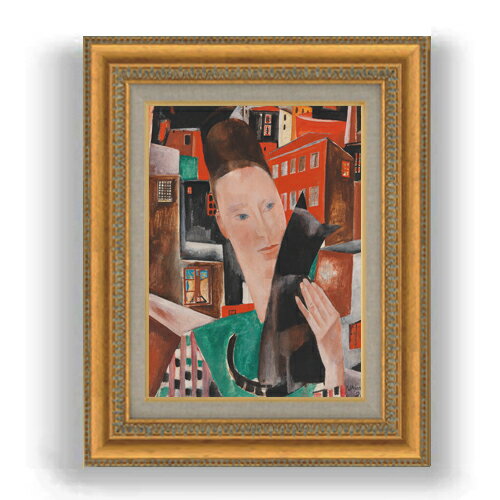 Rakuten - 【油絵 直筆仕上げ】シュテゲマン Frau und schwarze Katze F4 【額入り】 絵画 販売 4号 油彩 抽象画 485×395mm 複製画 送料無料