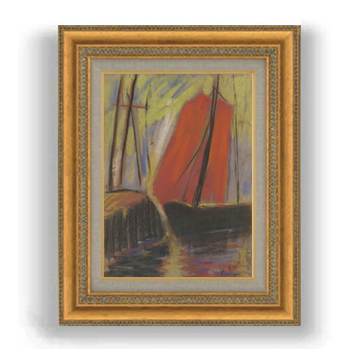 【油絵 直筆仕上げ】パルジャイ 赤いヨット F4 【額入り】 絵画 販売 4号 油彩 抽象画 481×391mm 複製画 送料無料