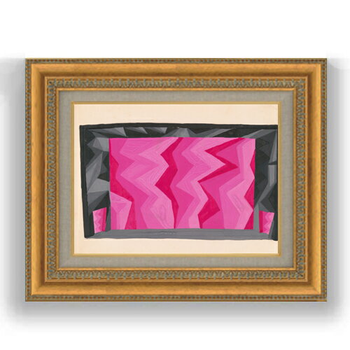 【油絵 直筆仕上げ】ライス 黒フレームのプロセニアムと大胆な色彩装置の劇場デザイン F4 【額入り】 絵画 販売 4号 油彩 抽象画 481×391mm 複製画 送料無料