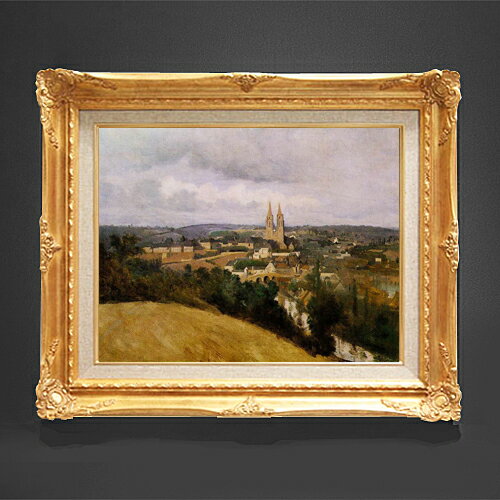 【油絵 直筆仕上げ】カミーユ・コロー サン＝ロー市街の全景 F6 【額入り】 絵画 販売 6号 油彩 風景画 552×461mm 複製画 送料無料 プレゼント ギフト 開店祝い 開業祝い 退職祝い 新築祝い リビング 玄関 モダン アートフレーム 壁掛け