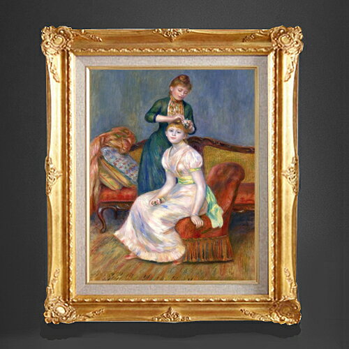 【油絵 直筆仕上げ】ルノワール 髪かざり F6 【額入り】 絵画 販売 6号 油彩 人物画 552×461mm 複製画 ..