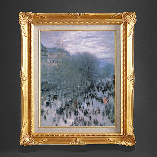Rakuten - 【油絵 直筆仕上げ】クロード・モネ カピュシーヌ大通り2 F6 【アップグレード額縁】 絵画 販売 6号 油彩 風景画 552×461mm 複製画 送料無料 プレゼント ギフト 開店祝い 開業祝い 退職祝い 新築祝い リビング 玄関 アートフレーム 壁掛け