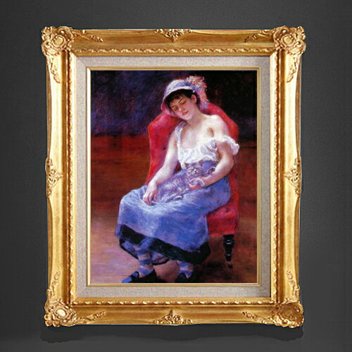 【油絵 直筆仕上げ】ルノワール 眠る少女 F6 【額入り】 絵画 販売 6号 油彩 人物画 552×461mm 複製画 ..