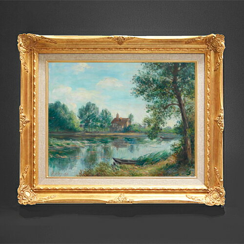 【油絵 直筆仕上げ】シスレー サン＝マメス河口 F6 【額入り】 絵画 販売 6号 油彩 風景画 552×461mm 複製画 送料無料 プレゼント ギフト 開店祝い 開業祝い 退職祝い 新築祝い リビング 玄関 モダン アートフレーム 壁掛け